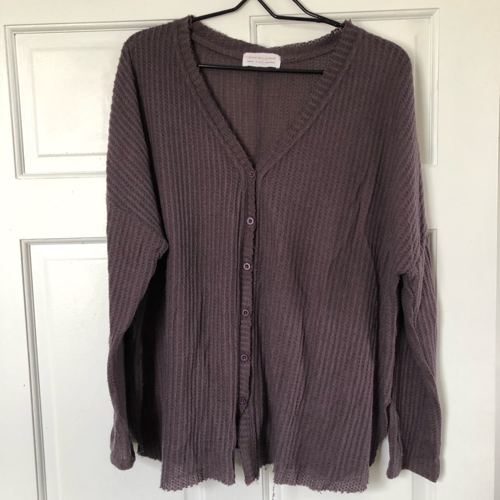 Eggplant waffle knit top